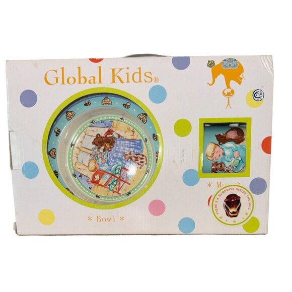 Vintage Global Design Child 3 Piece Dinner Set Boy and Teddy Design - Picture 3 of 16